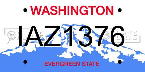 IAZ1376 Washington License Plate