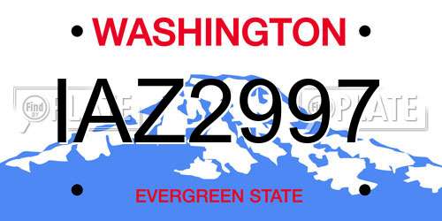 IAZ2997 Washington License Plate