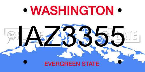 IAZ3355 Washington License Plate