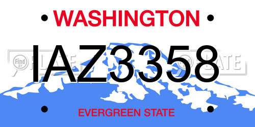 IAZ3358 Washington License Plate