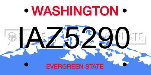 IAZ5290 Washington License Plate