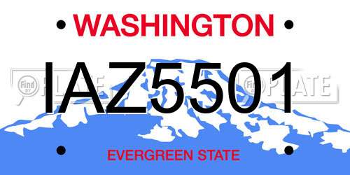 IAZ5501 Washington License Plate