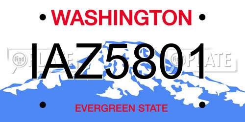 IAZ5801 Washington License Plate