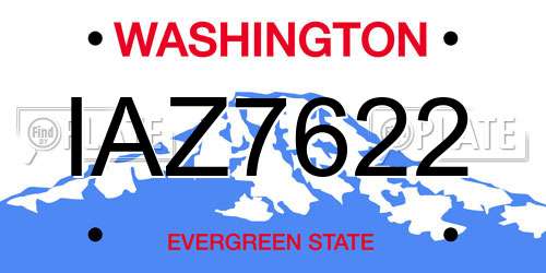 IAZ7622 Washington License Plate