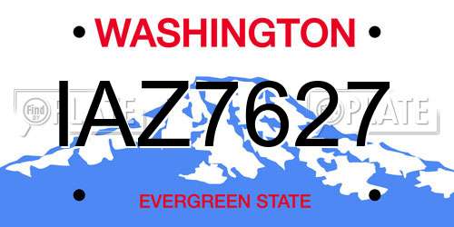 IAZ7627 Washington License Plate
