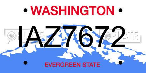 IAZ7672 Washington License Plate