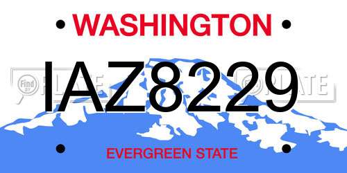 IAZ8229 Washington License Plate