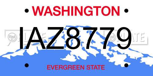 IAZ8779 Washington License Plate