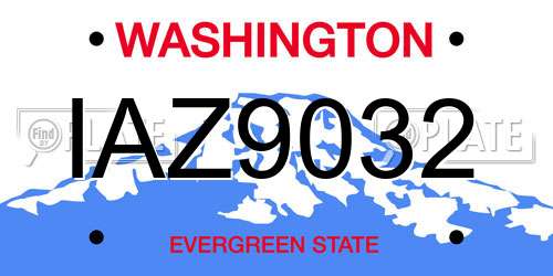 IAZ9032 Washington License Plate