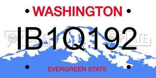 IB1Q192 Washington License Plate