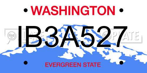 IB3A527 Washington License Plate