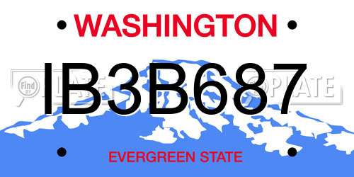 IB3B687 Washington License Plate