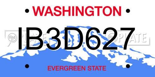 IB3D627 Washington License Plate