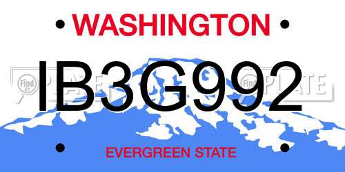 IB3G992 Washington License Plate
