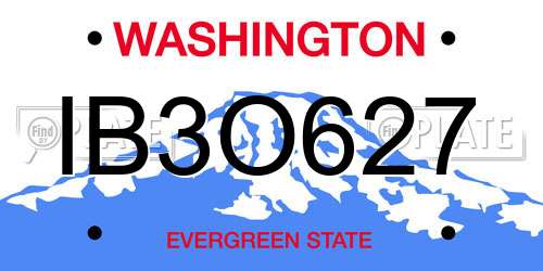 IB3O627 Washington License Plate