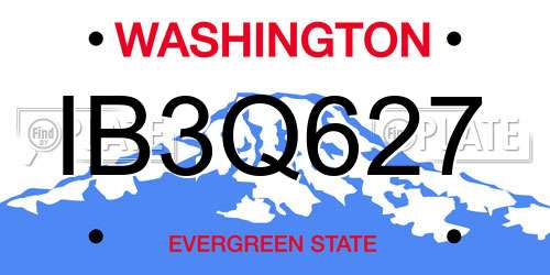IB3Q627 Washington License Plate