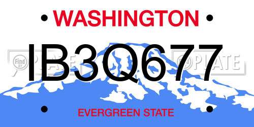 IB3Q677 Washington License Plate