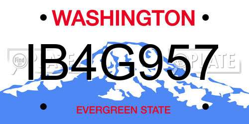 IB4G957 Washington License Plate