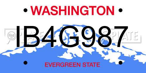 IB4G987 Washington License Plate