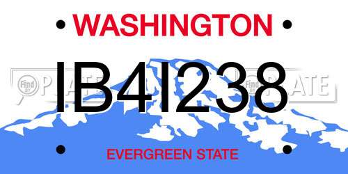 IB4I238 Washington License Plate