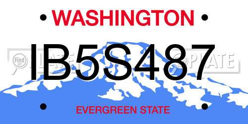 IB5S487 Washington License Plate