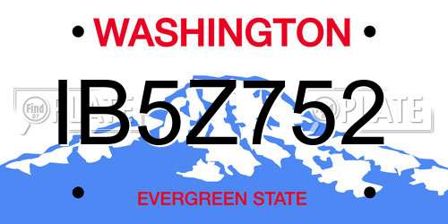 IB5Z752 Washington License Plate