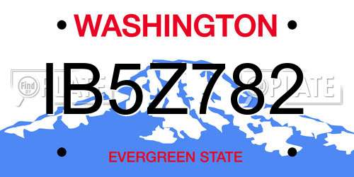 IB5Z782 Washington License Plate