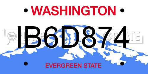 IB6D874 Washington License Plate