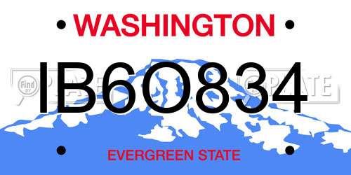 IB6O834 Washington License Plate