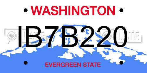 IB7B220 Washington License Plate