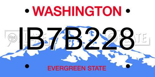 IB7B228 Washington License Plate