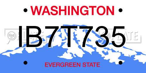 IB7T735 Washington License Plate
