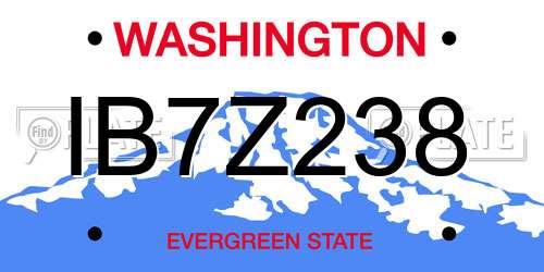 IB7Z238 Washington License Plate
