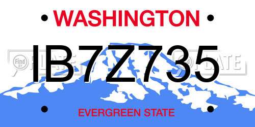 IB7Z735 Washington License Plate