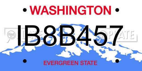 IB8B457 Washington License Plate