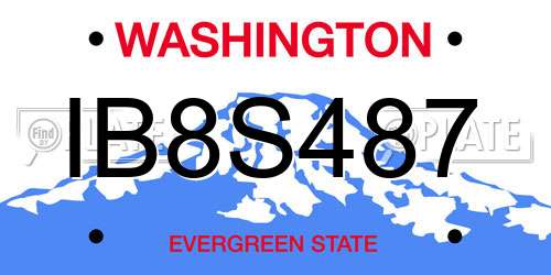 IB8S487 Washington License Plate