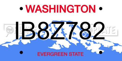 IB8Z782 Washington License Plate