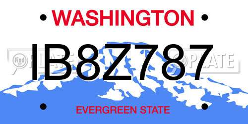 IB8Z787 Washington License Plate