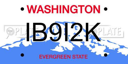 IB9I2K Washington License Plate