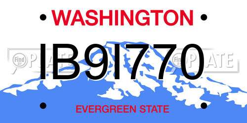 IB9I770 Washington License Plate