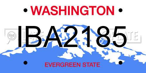 IBA2185 Washington License Plate