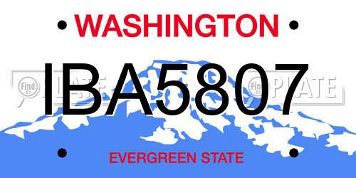 IBA5807 Washington License Plate