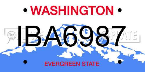 IBA6987 Washington License Plate