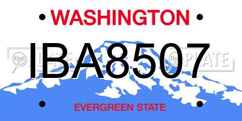 IBA8507 Washington License Plate