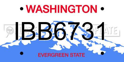 IBB6731 Washington License Plate