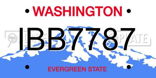 IBB7787 Washington License Plate