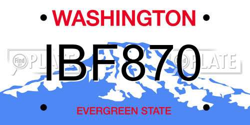 IBF870 Washington License Plate