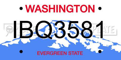 IBQ3581 Washington License Plate