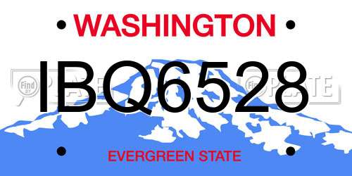 IBQ6528 Washington License Plate