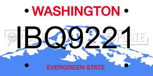IBQ9221 Washington License Plate